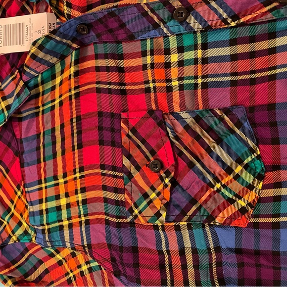 Torrid size 3 plaid rainbow shirt NWT - Picture 7 of 10